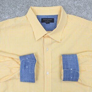 Banana Republic Shirt Mens XL Yellow Soft Wash Slim Fit Flip Cuff Long Sleeve